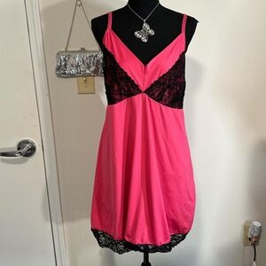 Avenue Body Pink‎ and black lace slip dress